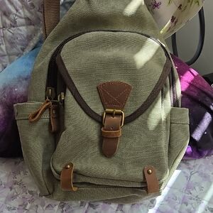Olive Green Canvas Backpack
